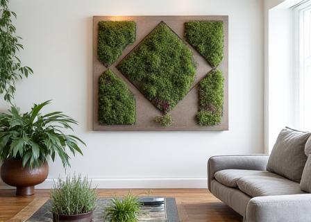 Decorazione murale in metallo e verde stabilizzato